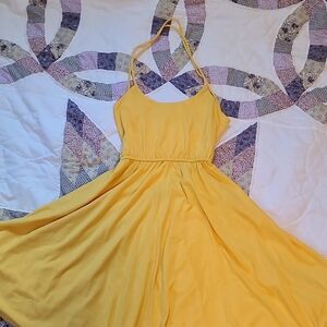 Yellow Lace Up Summer Dress